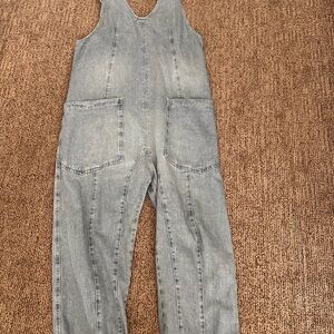 We The Free Light Blue Denim Overalls